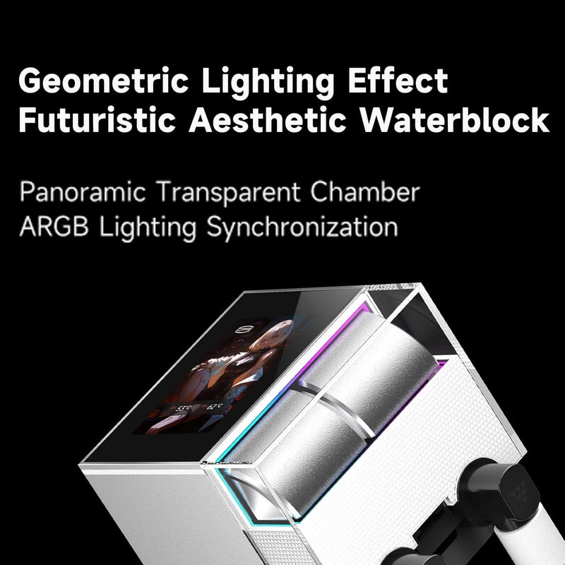 PCCOOLER مبرد وحدة المعالجة المركزية AIO - حزمة 3 مراوح F5 R120 - شاشة LCD IPS بحجم 2.4 بوصة مبرد سائل 360 مم متوافق مع AM4 AM5 Intel LGA 1700/1851/20XX نظام تبريد مائي (DS360 Display WH) - Image 2